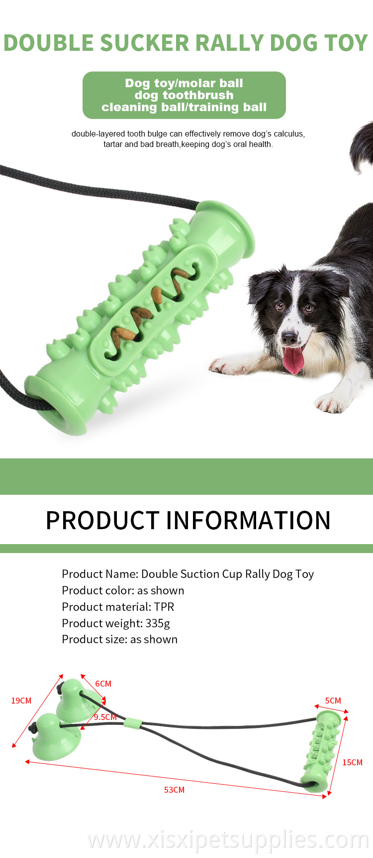 Factory Wholesale Pet Tug Molar Toys Double Suction Cup Interactive Dog Pooshes Chew Toy